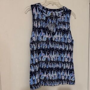 Lilly Pulitzer Blue Sailboat Print Tank Top
